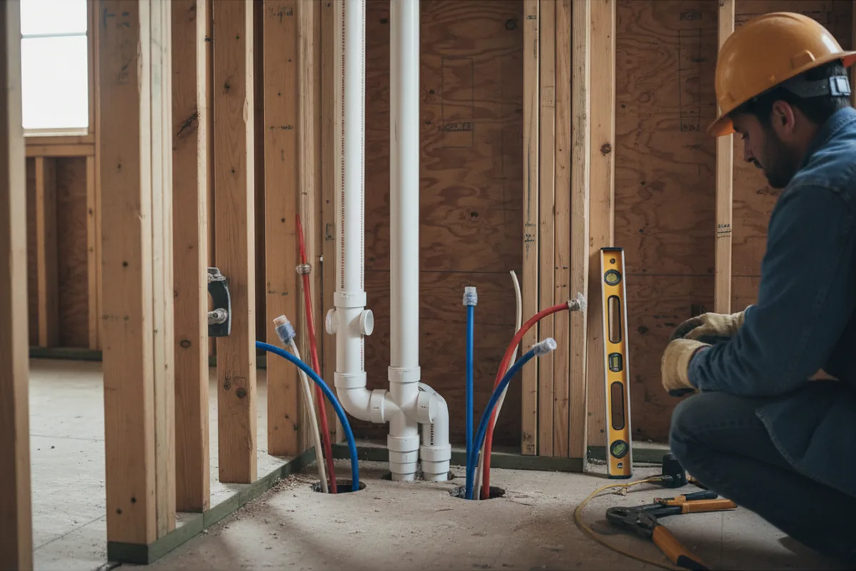 Drain and supply rough-in during Leak Detection in Rusk
