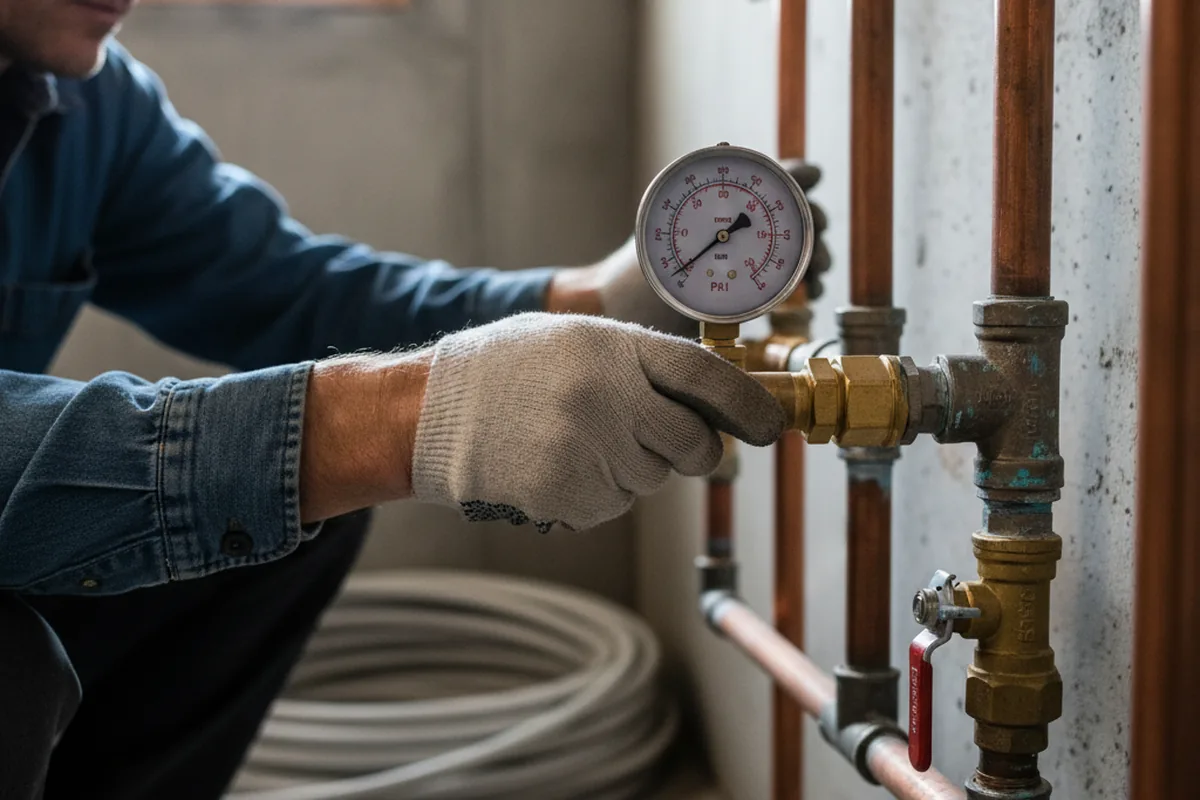 Pressure testing a repaired line during Water Line Repair in Rusk